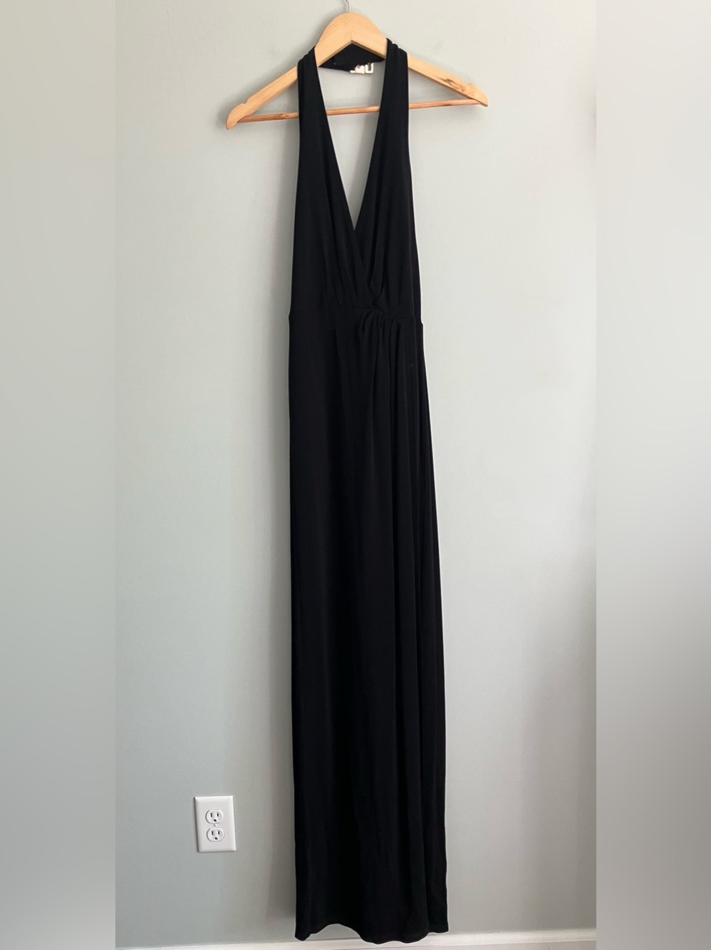 WHBM Black Halter Sleek Maxi Dress Size 6 - Picture 3 of 15